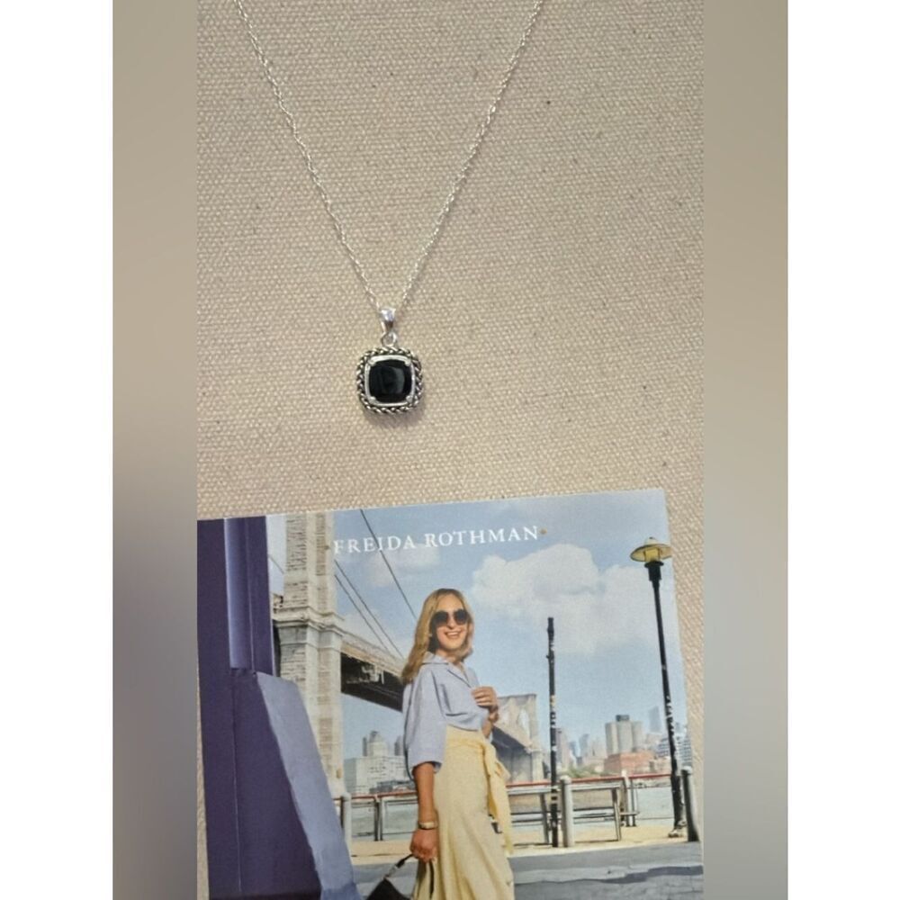 Freida rothman Black Onyx pendant sterling silver necklace